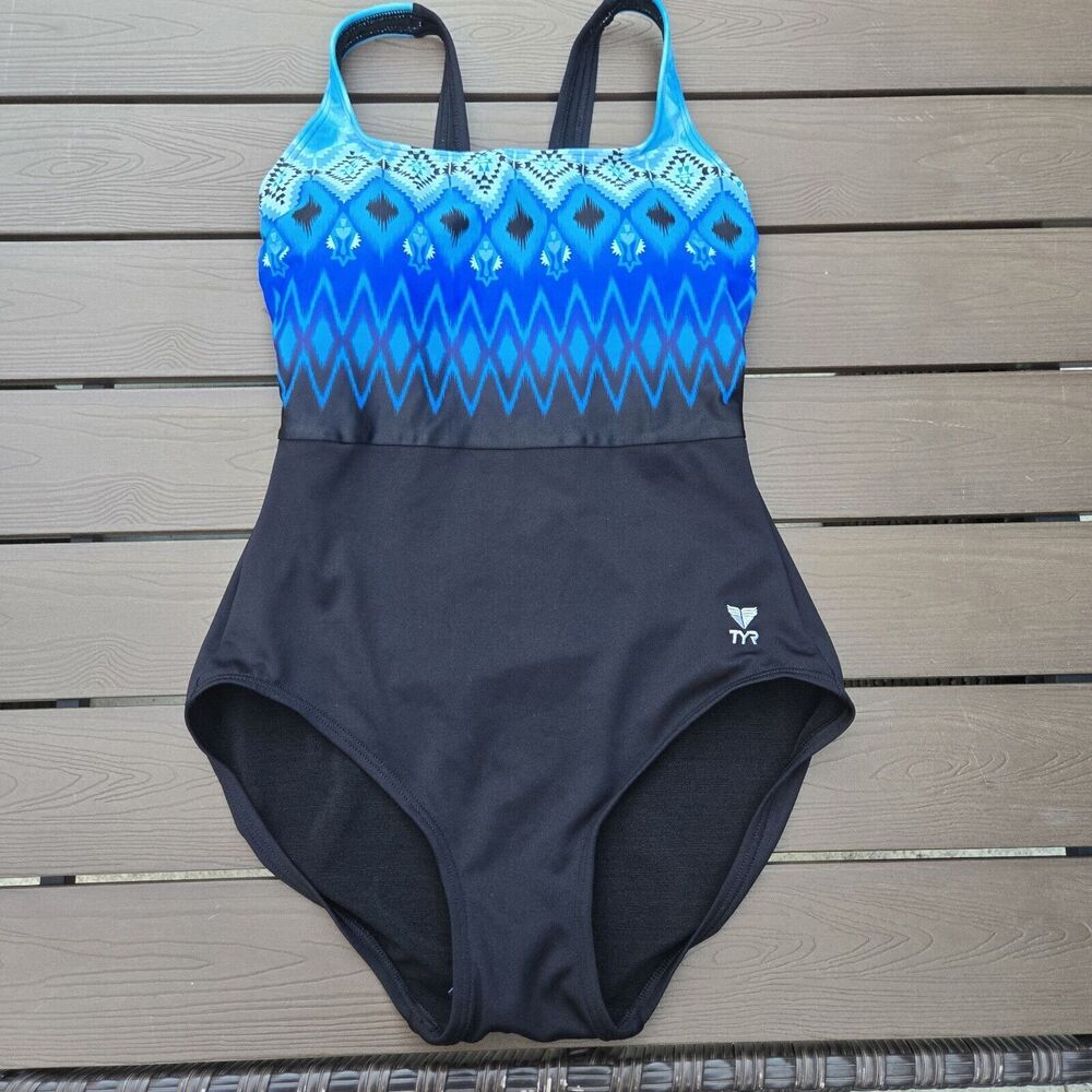 TYR Durafast Women Baltic Star Aqua ControlFit 1pc SwimSuit Blue Sz 8 New Sample